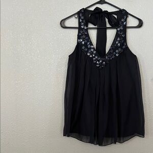 Rebecca Taylor Silk Sheer Black Sleeveless Top Size 0